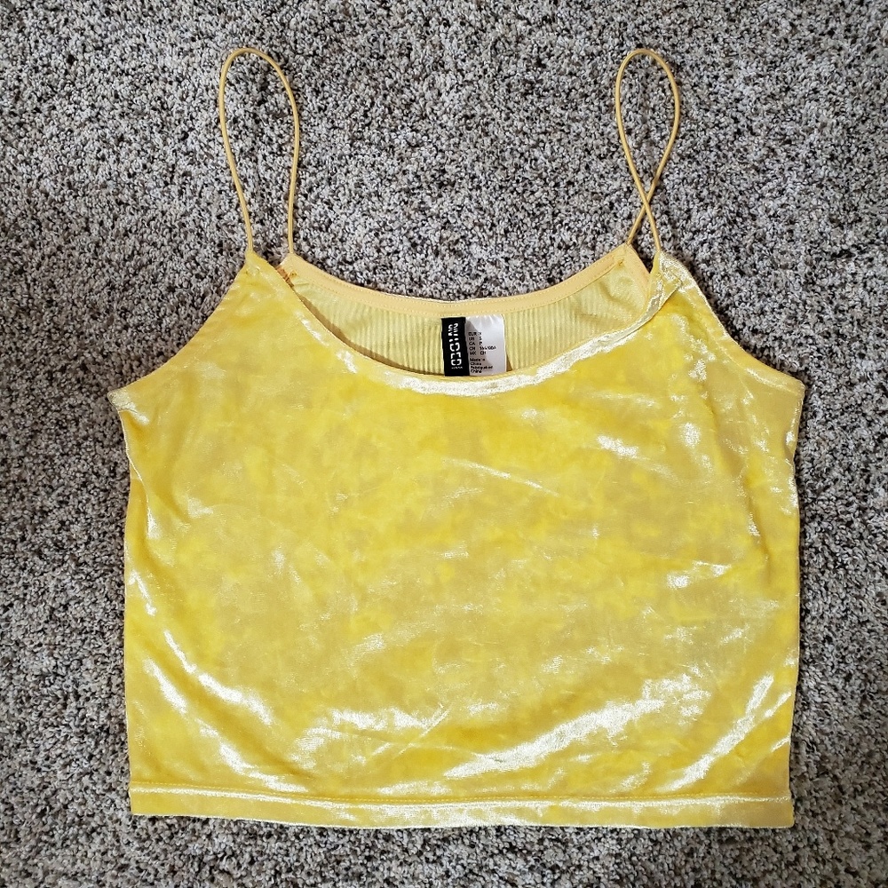 Yellow Crushed Velvet Mini Top